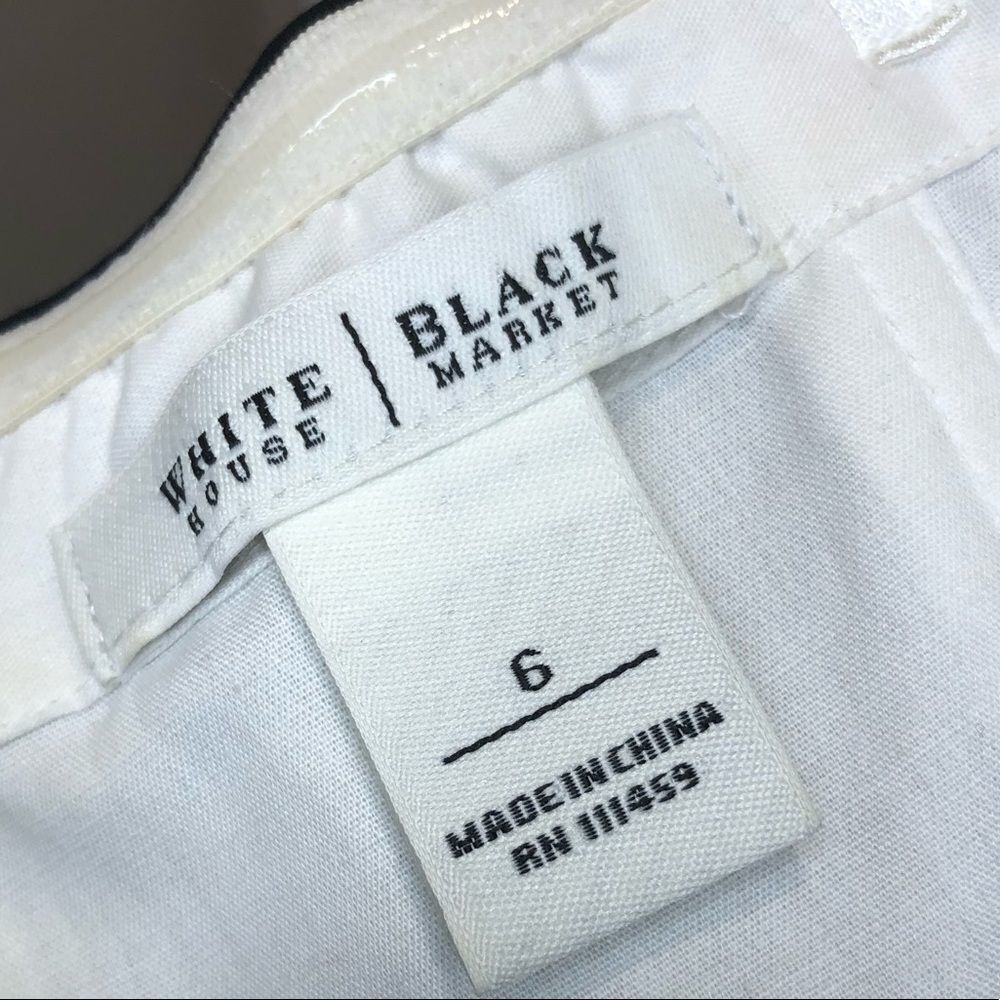 WHBM black white strapless belt sash dress size 6 - Picture 14 of 14